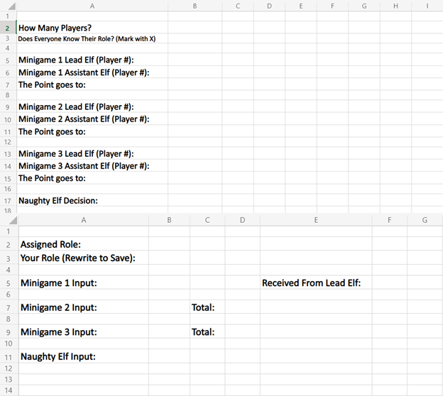 Samples of the Excel file